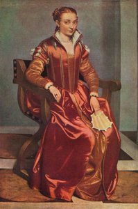 Portret van een Dame La Dama in Rosso, ca. 1556-60 door Giovanni Battista Moroni