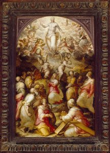 Christus in glorie met de heiligen Agnes en Helena, 16e eeuw door Giovanni Battista Naldini