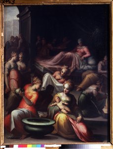 De geboorte van Johannes de Doper door Giovanni Battista Naldini