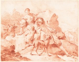 Een herdersfamilie rust uit door Giovanni Battista Piazzetta