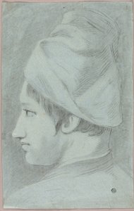Hoofd van jongen met hoed in profiel door Giovanni Battista Piazzetta