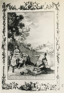 Jeruzalem Bevrijd, canto XII, illustratie door Giovanni Battista Piazzetta (1683-1754) voor gedicht van Torquato Tasso (1544-1595), editie gepubliceerd in Venetië in 1745, Italië