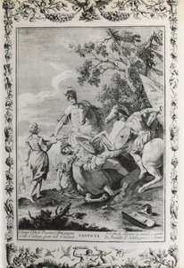 Jeruzalem Bevrijd, canto XX, illustratie door Giovanni Battista Piazzetta voor gedicht door Torquato Tasso, editie gepubliceerd in Venetië in 1745 door Giovanni Battista Piazzetta