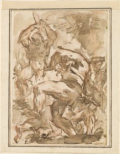 Een gevecht van naakte mannen door Giovanni Battista Piranesi