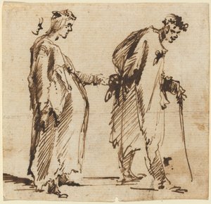 Een Zwangere Jonge Vrouw en een Jonge Man met een Staf door Giovanni Battista Piranesi