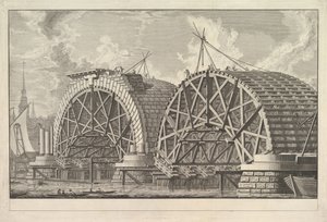 Een deel van de geplande brug bij Blackfriars, Londen, ca. 1764 door Giovanni Battista Piranesi