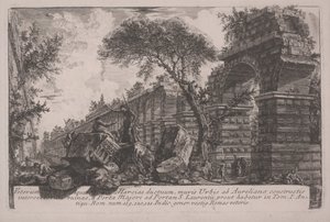 Oude aquaduct van de Acqua Marcia bij de stadsmuren opgericht door Aurelianus door Giovanni Battista Piranesi