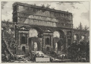 Gezicht op het bouwwerk dat keizer Titus Vespasianus liet bouwen voor de restauratie van de aquaducten van Acqua dell