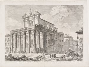 Gezicht op de tempel van Antoninus en Faustina op het Campo Vaccino door Giovanni Battista Piranesi