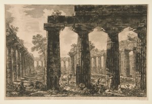 Een andere kijk op de pronaosgevel, getekend en beschreven in plaat V, uit Verschillende uitzichten door Giovanni Battista Piranesi