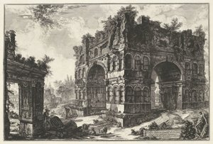 Boog van Janus en de Boog van de geldwisselaars te Rome door Giovanni Battista Piranesi