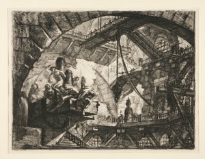 Carceri, X: Gevangenen op een uitstekende platform door Giovanni Battista Piranesi