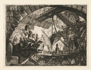 Carceri, X: Gevangenen op een uitspringend platform door Giovanni Battista Piranesi