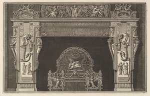 Schouwstuk: Fries van trofeeën en gevleugelde Overwinningen op de latei, met hoorn des overvloeds, ca. 1769