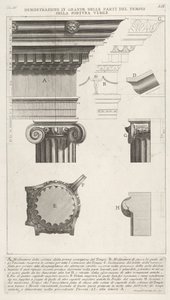 Kroonlijst en kolom van de Tempel van Fortuna Virilis Tempio della Fortuna Virile, uit ..., 1756
