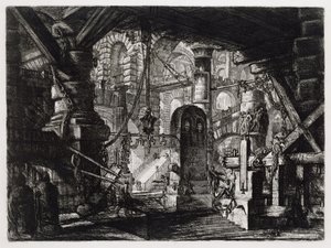 De pijler met de ketting (Blad 16 in: Carceri d