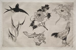 Dinerservies (Rousseau servies): Zwaluw, haan en bloemen (nr. 8) door Giovanni Battista Piranesi