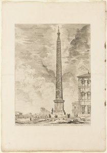 Egyptische obelisk. Deze werd opgericht door paus Sixtus V op het Piazza van St. Jan van Lateranen, uit Zichten van Rome door Giovanni Battista Piranesi