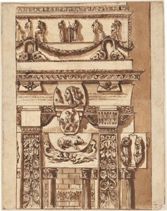Fantasie van een Gevel met Bizarre Ornamenten door Giovanni Battista Piranesi