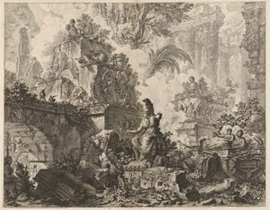 Frontispice, Fantasie van Ruïnes met een Standbeeld van Minerva op de Voorgrond, uit Vedute di Roma door Giovanni Battista Piranesi