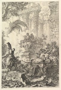Frontispice, met standbeeld van Minerva, ca. 1748 door Giovanni Battista Piranesi