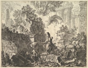 Frontispice, met standbeeld van Minerva door Giovanni Battista Piranesi