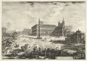Gezicht op het Lateraan te Rome met de Sint-Jan van Lateranen door Giovanni Battista Piranesi