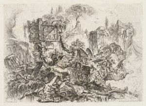 Groteschi: Ruïnes met slangen door Giovanni Battista Piranesi