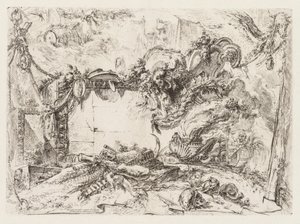 Groteschi: Ruïnes met schedels en een rokende vaas