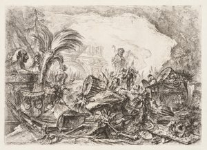 Groteschi: Ruïnes met een standbeeld van een faun en een gevallen zuil
