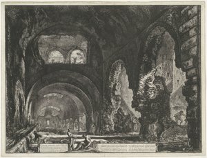 Interieur van de Tempel van Hercules Victor te Tivoli