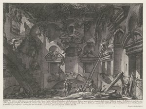 Interieur van graftombe bij Vigna Casali Archeologische vondsten in en rond Rome (serietitel) Le Antichità Romane (serietitel) door Giovanni Battista Piranesi