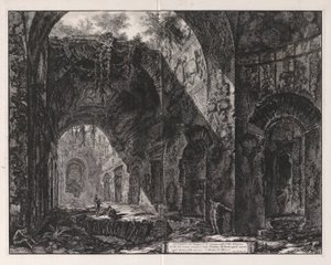 Interieur van de Tempel die gezegd wordt van Canopus te zijn bij Hadrianus door Giovanni Battista Piranesi