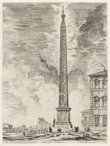 Egyptische obelisk. Deze werd opgericht door paus Sixtus V op de Piazza di S. Gio. Laterano, uit Vedute di Roma (Gezichten op Rome) door Giovanni Battista Piranesi