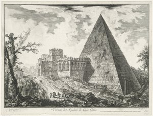 Piramide van Cestius te Rome door Giovanni Battista Piranesi