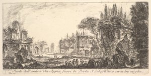 Plaat 19: Deel van de Oude Appiaanse Weg ongeveer drie mijl buiten Porta S. Sebastiano door Giovanni Battista Piranesi