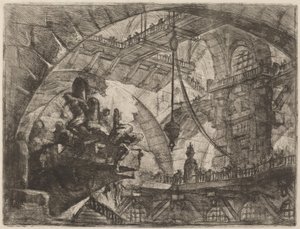 Gevangenen op een uitstekende platform door Giovanni Battista Piranesi