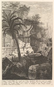 Resten van oude gebouwen waaronder de grafurn van Marcus Agrippa ma..., ca. 1750 door Giovanni Battista Piranesi