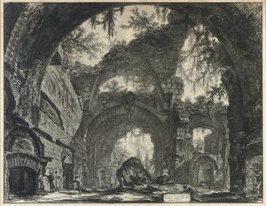 Rovine d"una galleria di statue nella Villa Adriana a Tivoli