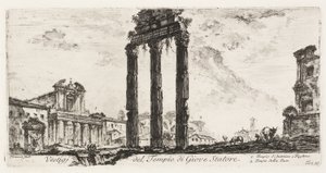 Ruïnes van de Tempel van Jupiter Stator [Jupiter de Ondersteuner]. 1. Tempel van Antoninus en Faustina. 2. Tempel van Vrede, plaat 10 uit Enkele Zichten op Triomfbogen en andere Monumenten