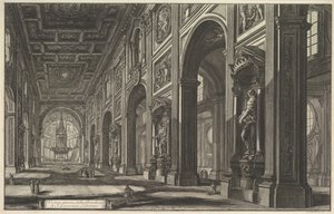Sint-Jan van Lateranen, interieur, uit „Vedute di Roma“ (Uitzichten op Rome) door Giovanni Battista Piranesi