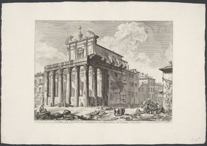 Tempel van Antoninus en Faustina te Rome (Gezichten op Rome, Vedute di Roma disegnate ed incise da Giambattista Piranesi architetto Veneziano) door Giovanni Battista Piranesi