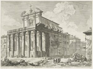 Tempel van Antoninus en Faustina te Rome door Giovanni Battista Piranesi