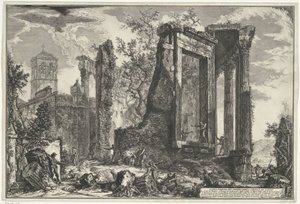 Tempel van Vesta en de Tempel van de Tiburtijnse Sibille in Tivoli door Giovanni Battista Piranesi