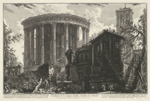 Tempel van Vesta en de Tempel van de Tiburtijnse Sibille in Tivoli door Giovanni Battista Piranesi