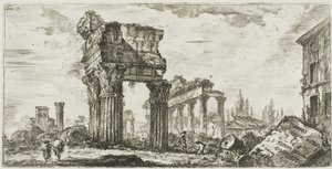 Tempel van Jupiter Tonans [Jupiter de Donderaar]. 1. Tempel van Concordia, plaat 7 uit Enkele Zichten van Triomfbogen en andere Monumenten