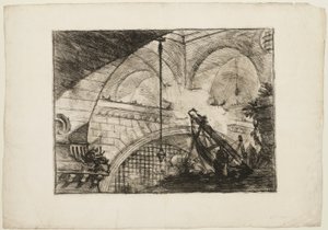 De boog met een schelpmotief, plaat 11 uit Imaginary Prisons door Giovanni Battista Piranesi