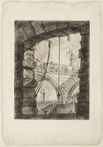 Het Grote Plein, plaat 4 uit Imaginaire Gevangenissen door Giovanni Battista Piranesi