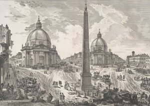 De Piazza del Popolo, ca. 1750 door Giovanni Battista Piranesi