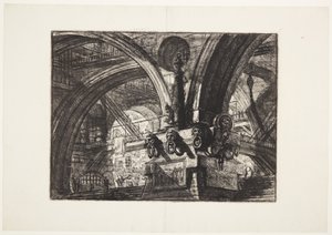 De pier met een lamp door Giovanni Battista Piranesi